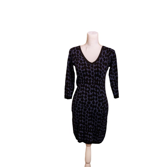 Max Studio short sweater dress size medium blue with black animal print - Picture 1 of 4